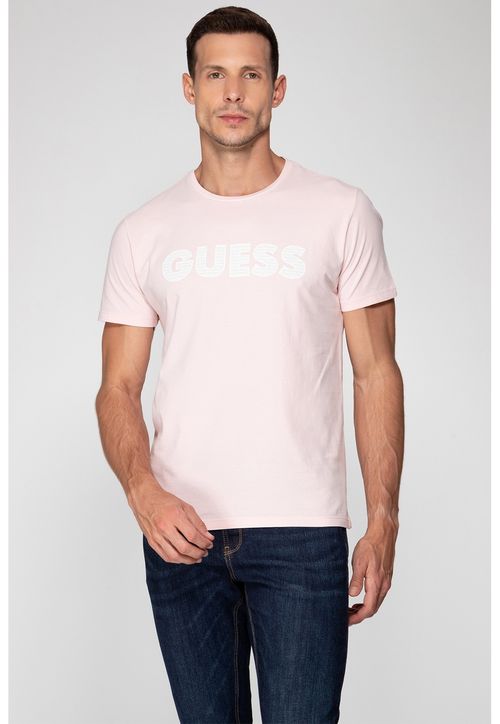 Camiseta Silk Guess Emborrachado Rosa Claro