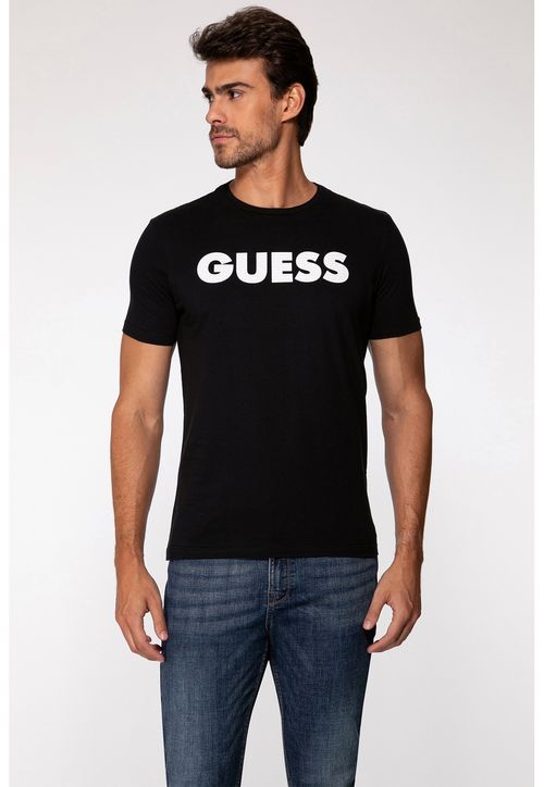 Camiseta Silk Guess Emborrachado Preto