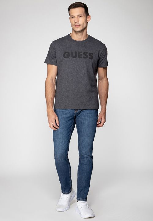 Camiseta Silk Guess Emborrachado Cinza Escuro