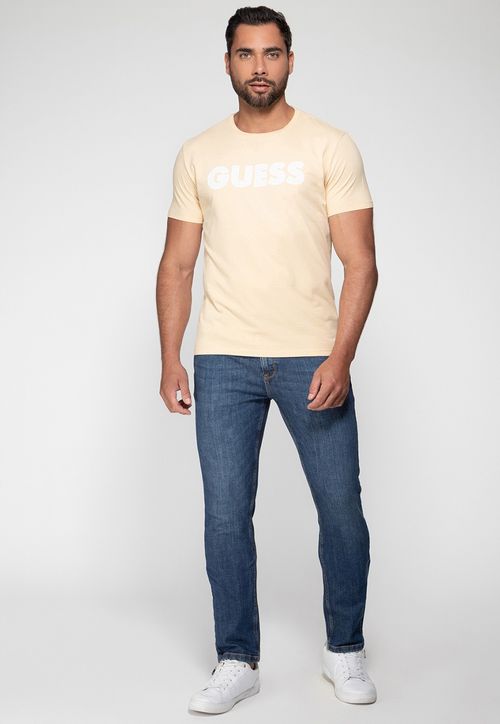 Camiseta Silk Guess Emborrachado Amarelo