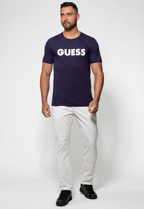 Camiseta Silk Guess Emborrachado Azul Escuro