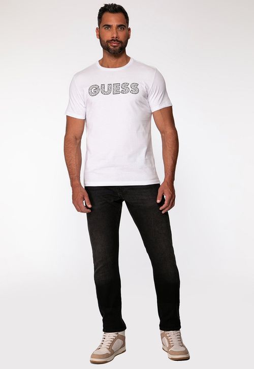 Camiseta Silk Guess Emborrachado Branco