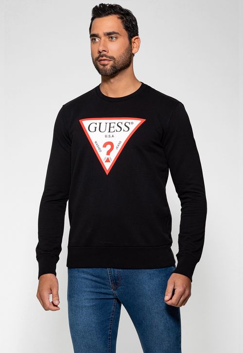 Blusa de Moletom Logo Classic Guess Preto