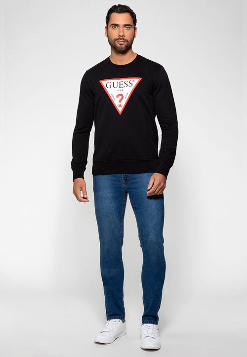 Blusa de Moletom Logo Classic Guess Preto