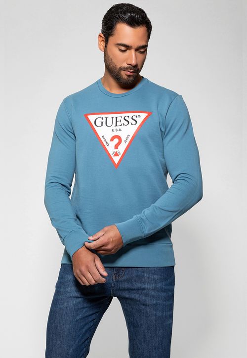 Blusa de Moletom Logo Classic Guess Azul