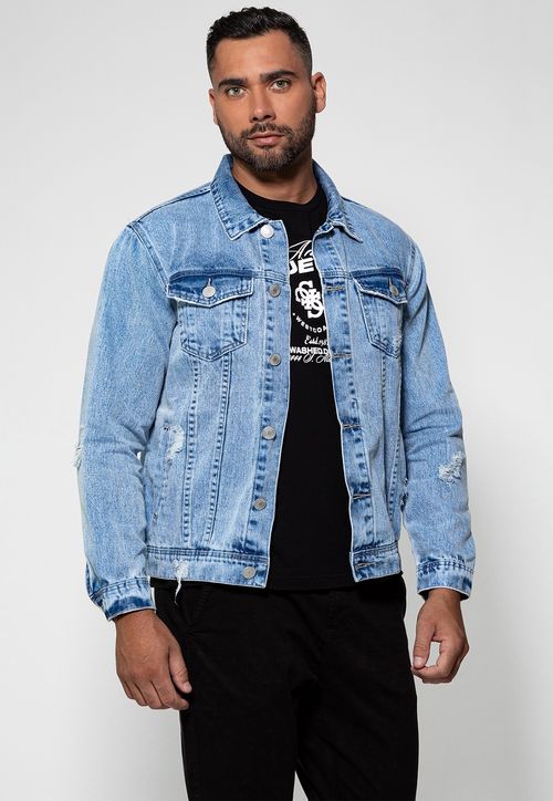 Jaqueta Jeans Truker Puidos Guess Azul Claro