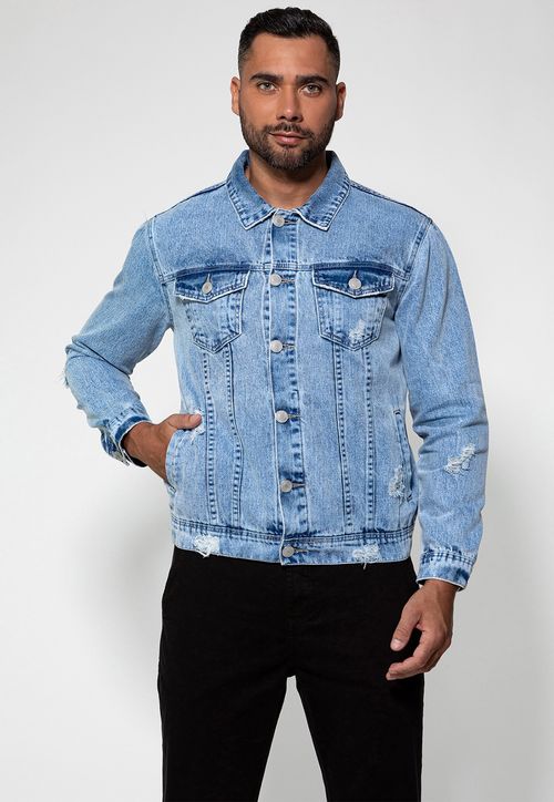 Jaqueta Jeans Truker Puidos Guess Azul Claro