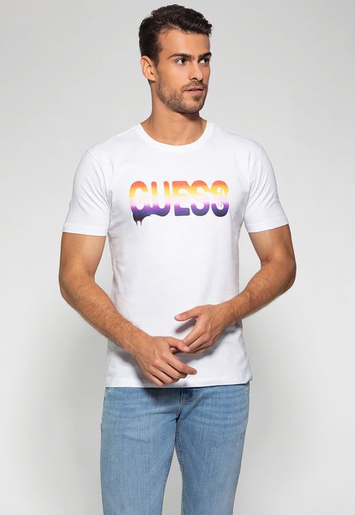 Camiseta Multicolor Guess Branco