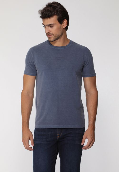 Camiseta Guess Silk Laser Estonada Azul