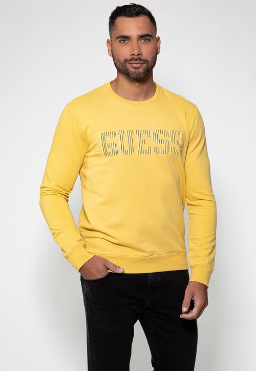 Blusa de Moletom Logo Listrado Guess Amarelo