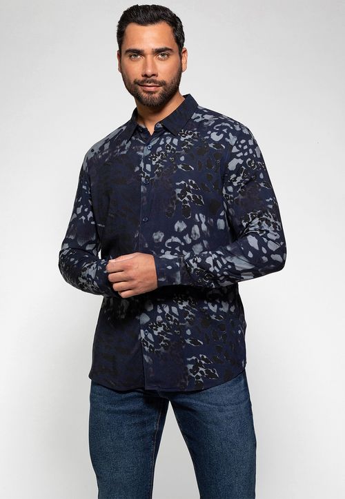 Camisa Manga Longa Midnight Animal Guess Branco