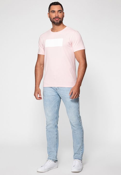 Camiseta Logo Gd Emborrachado Guess Rosa Claro