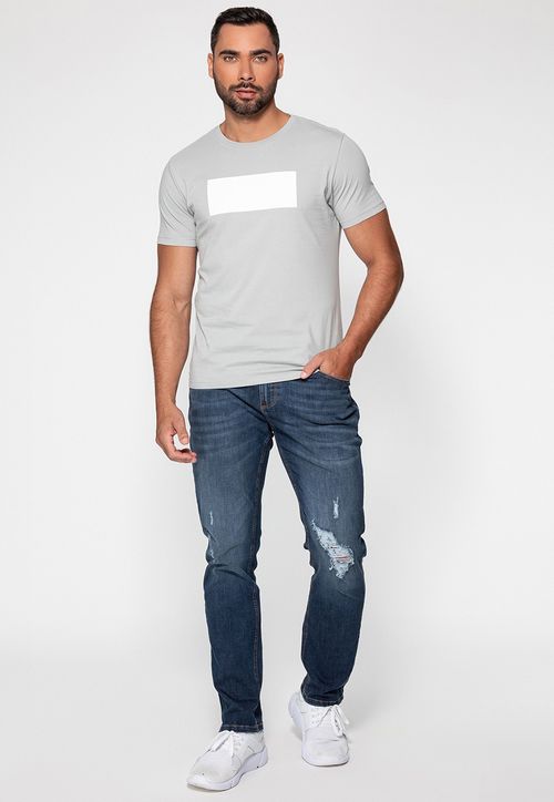 Camiseta Logo Gd Emborrachado Guess Cinza