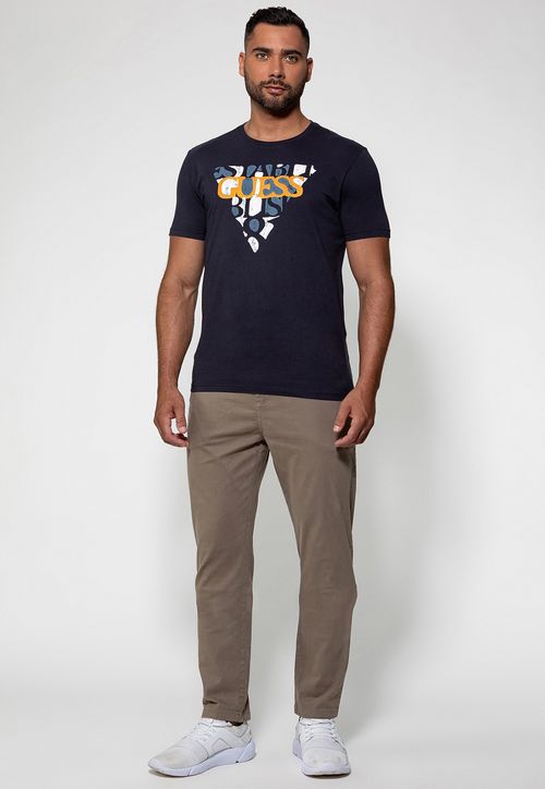 Camiseta Logo Contraste Guess Azul Escuro
