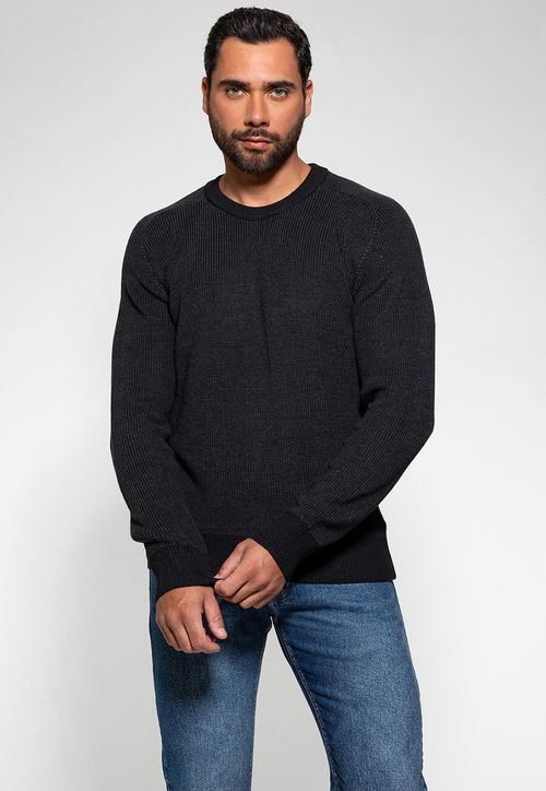 Pullover Tricot Estonado Guess Preto
