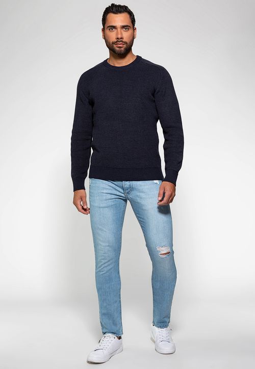 Pullover Tricot Estonado Guess Azul Escuro