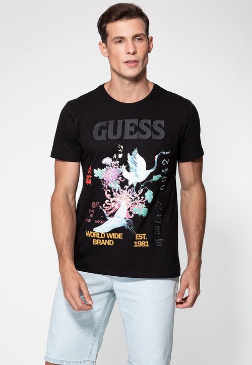 Camiseta Bordada Tokyo Guess Preto