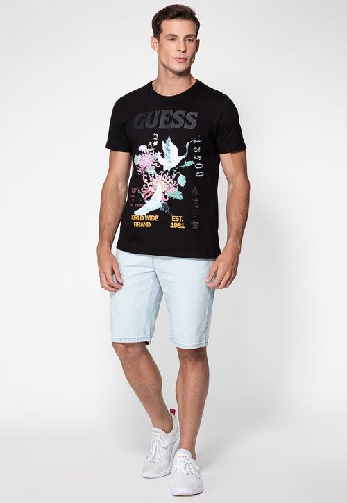 Camiseta Bordada Tokyo Guess Preto