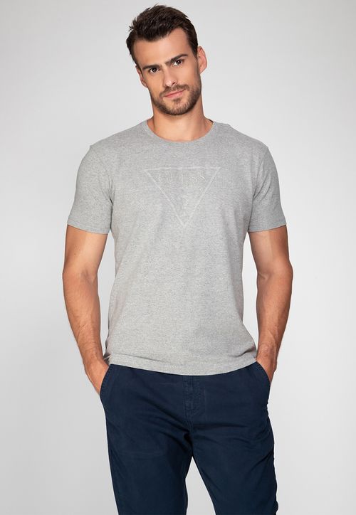 Camiseta Logo Fusionado Guess Cinza