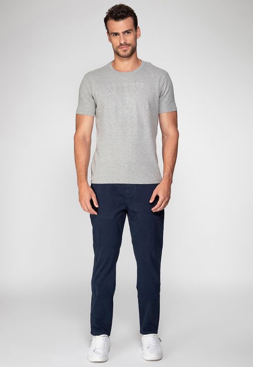 Camiseta Logo Fusionado Guess Cinza