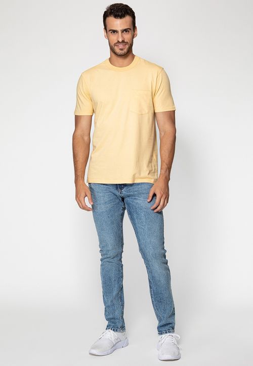 Camiseta Bolso Logo Bordado Guess Amarelo