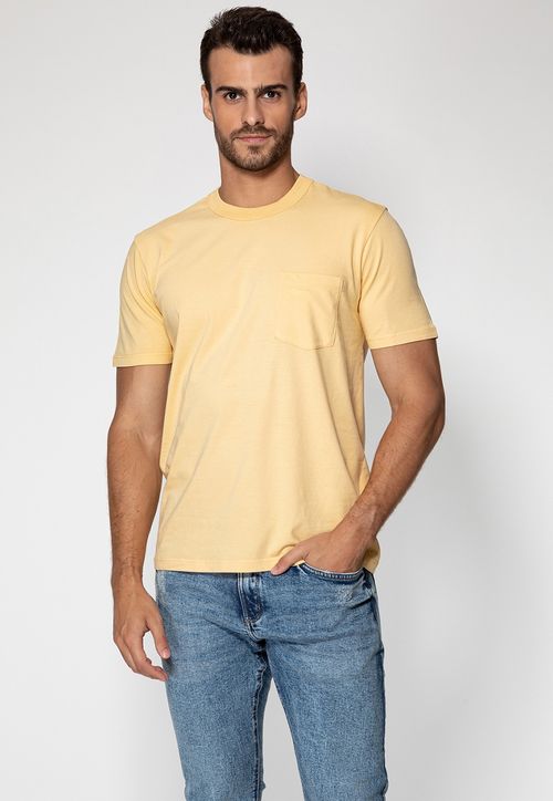 Camiseta Bolso Logo Bordado Guess Amarelo