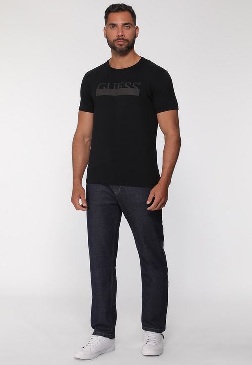 Camiseta Guess Silk Emborrachado Preto