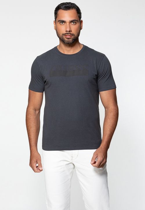 Camiseta Guess Silk Emborrachado Cinza