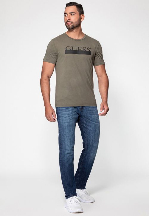 Camiseta Guess Silk Emborrachado Verde Oliva