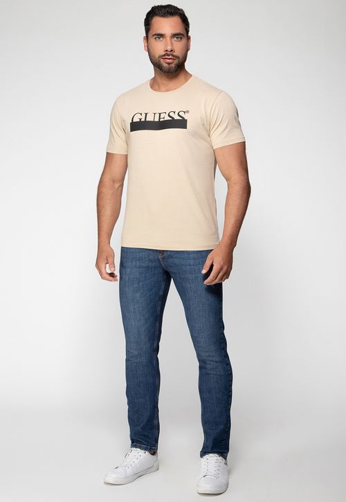 Camiseta Guess Silk Emborrachado Bege