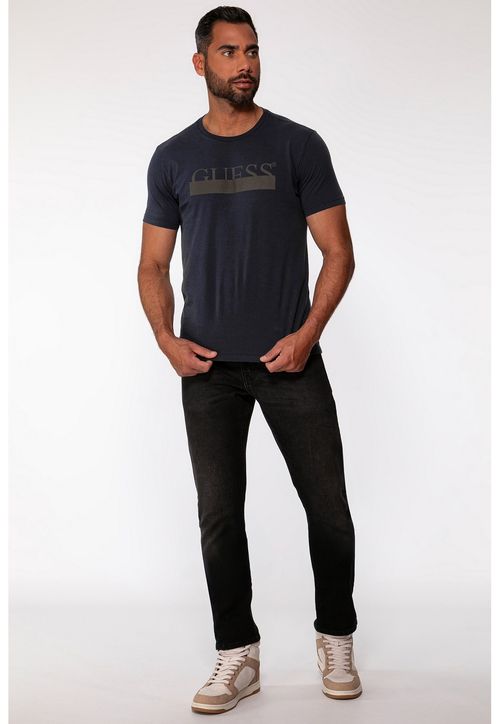 Camiseta Guess Silk Emborrachado Azul Escuro