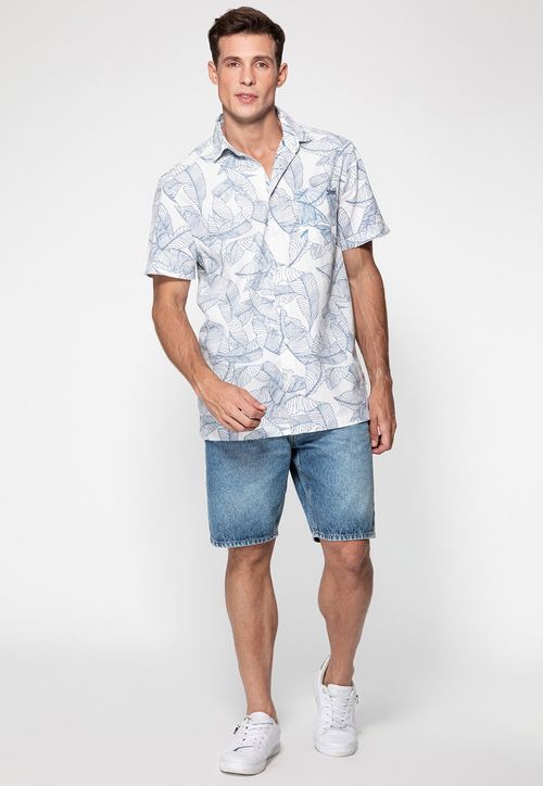 Camisa Manga Curta Leafs Guess EST LUPINE STENCIL LEAF