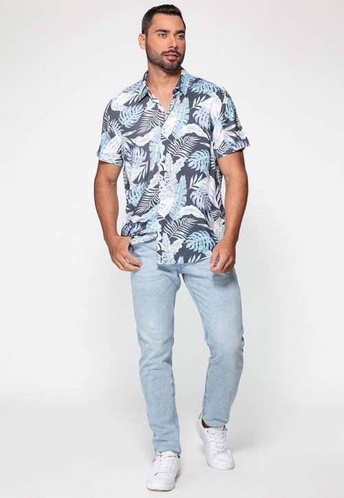Camisa Manga Curta Tropics Guess Índigo