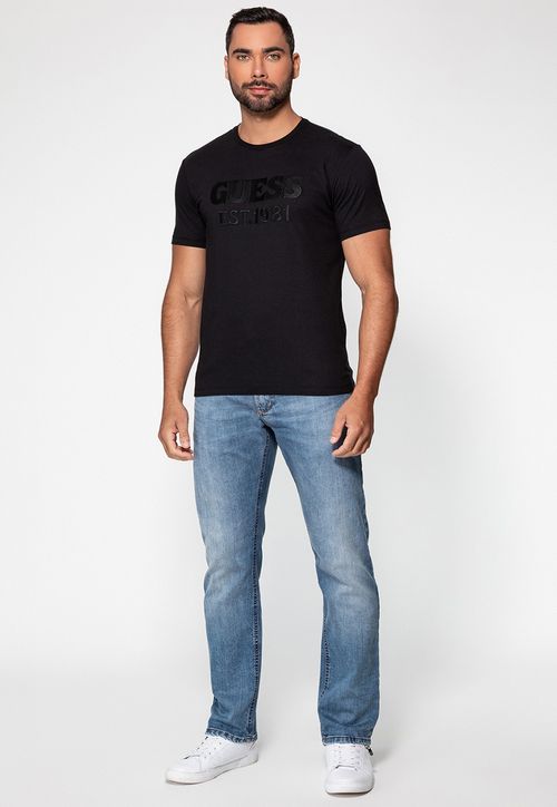 Camiseta Logo Bordado Guess Preto