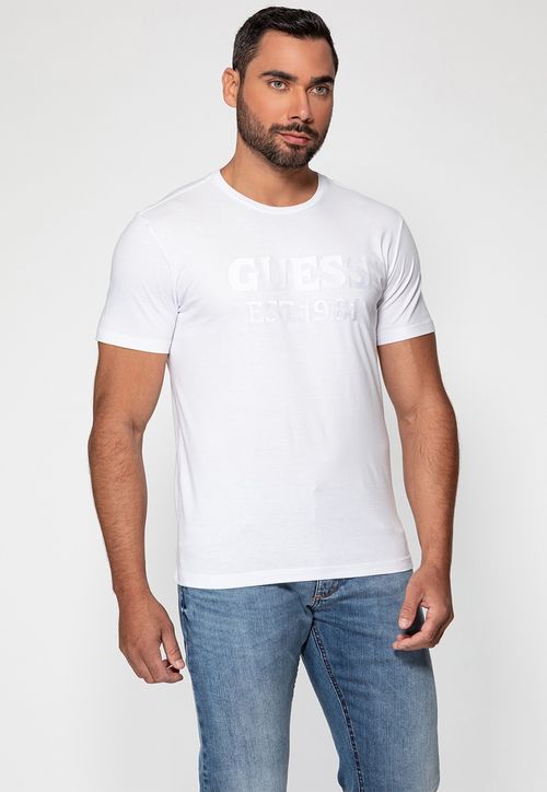 Camiseta Logo Bordado Guess Branco
