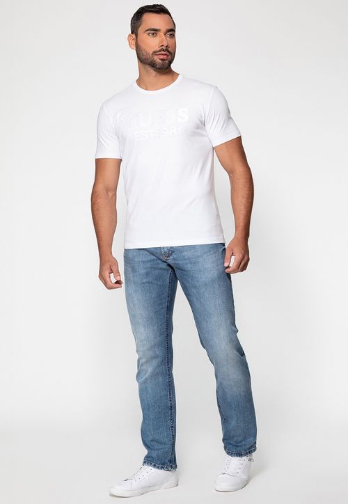 Camiseta Logo Bordado Guess Branco