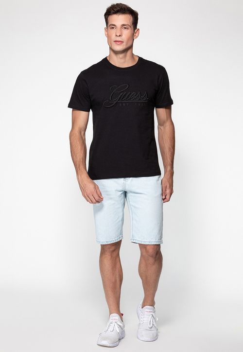 Camiseta Guess Bordado Cursivo Preto