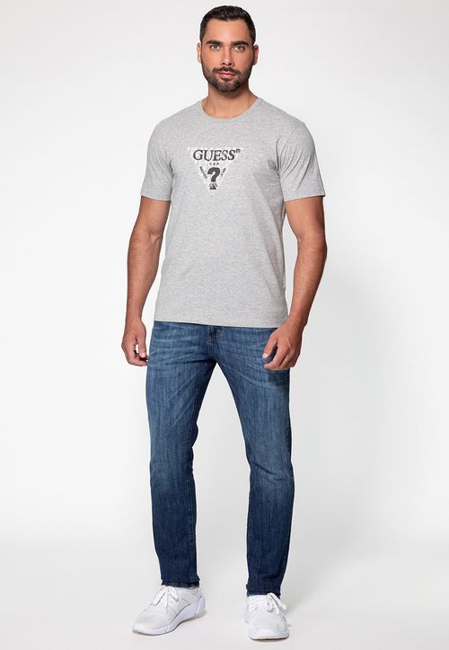 Camiseta Logo Falhado Guess Cinza