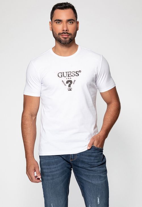 Camiseta Logo Falhado Guess Branco