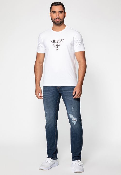 Camiseta Logo Falhado Guess Branco