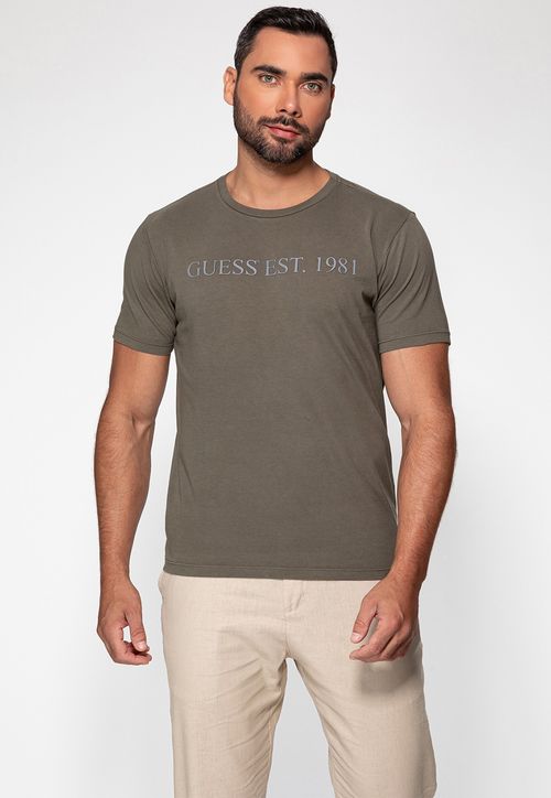 Camiseta Guess Est 1981 Relevo Verde Oliva