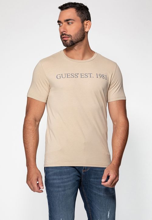 Camiseta Guess Est 1981 Relevo Bege