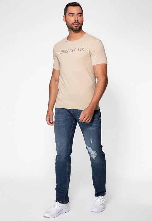 Camiseta Guess Est 1981 Relevo Bege