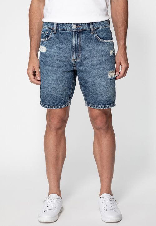 Bermuda Jeans Rasgos Guess Azul Escuro