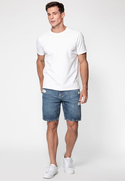 Bermuda Jeans Rasgos Guess Azul Escuro