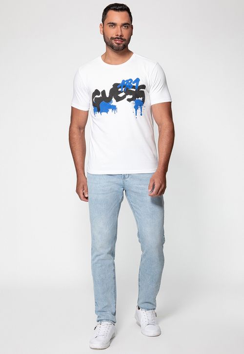 Calça Jeans Slim Tappered Clara Guess Azul Claro