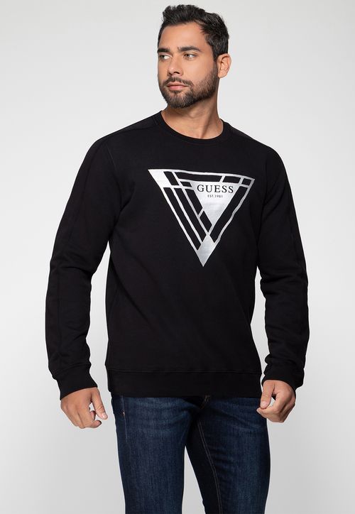 Blusa de Moletom Triângulo Metalizado Preto