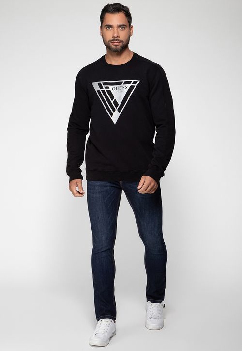 Blusa de Moletom Triângulo Metalizado Preto