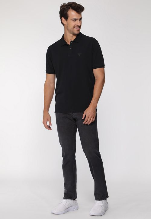 Camisa Polo Guess Silk Gola Preto