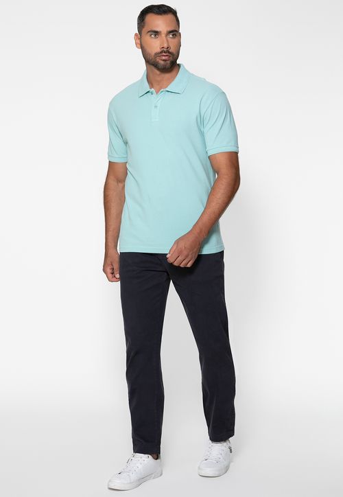 Camisa Polo Guess Silk Gola Azul Claro